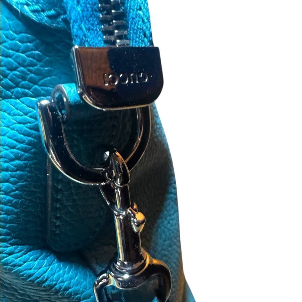 Gucci Turquoise Blue Leather 2way Convertible Interlocking GG Dome Bowler Bag Ex - Picture 3 of 16